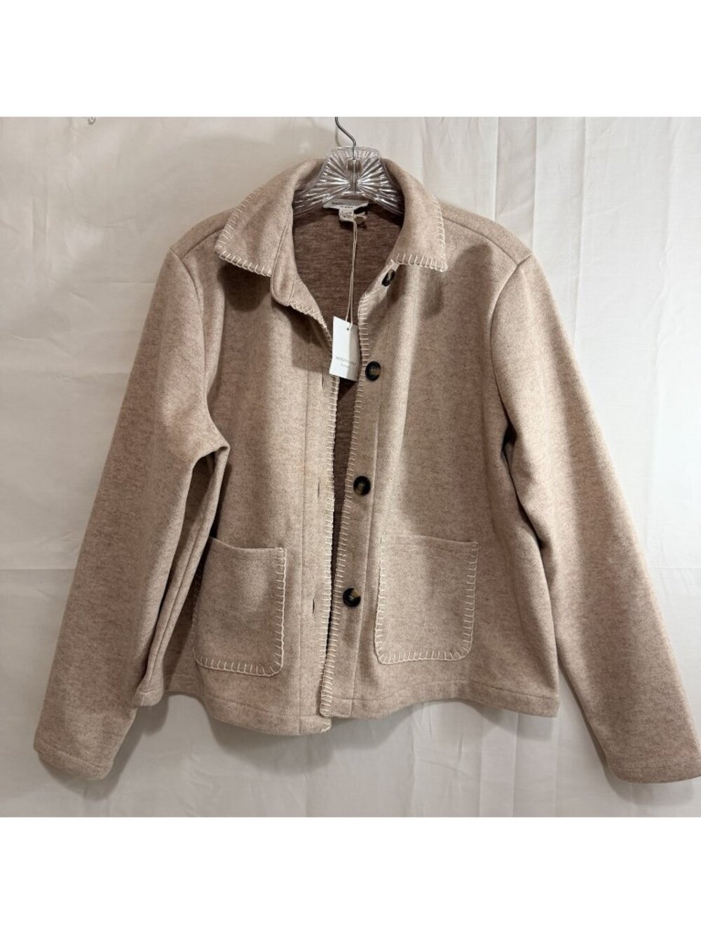 beachlunchlounge Women’s Tasha Button Front Fleece Jacket Tabacco (Tan) Small
